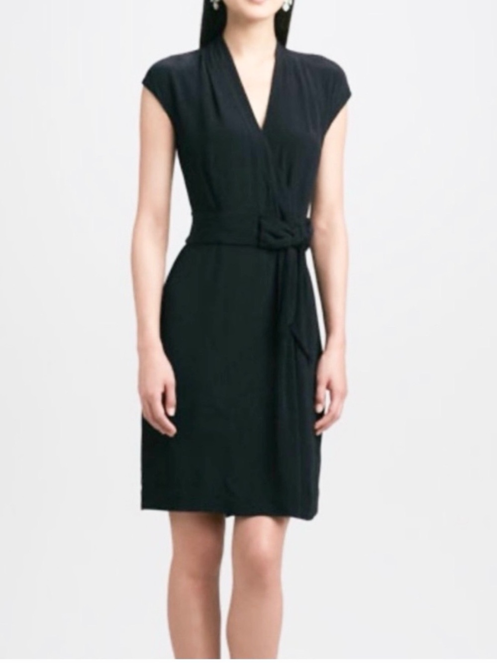 Kate Spade Black Wrap Dress Tie Waist Little Black Dress Size 10